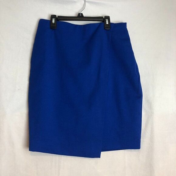 Lord & Taylor Petite Womens Size 6P Royal Blue Skirt Straight Front Slit      C - Picture 1 of 6